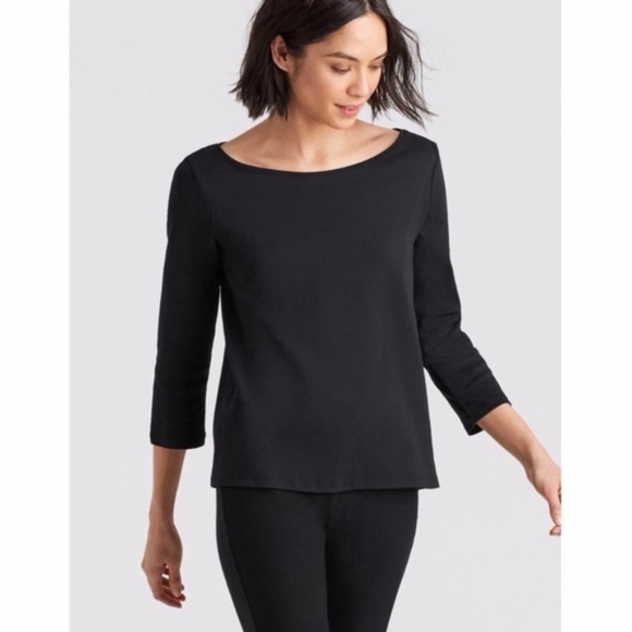 Eileen Fisher Tops - Eileen Fisher ballet neck 3/4 sleeve cotton top
